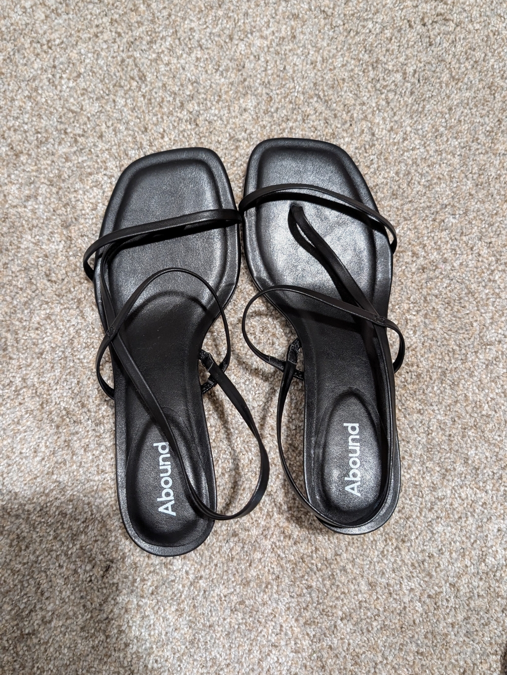 Abound Black Minimalist Strappy Square-Toe Heels